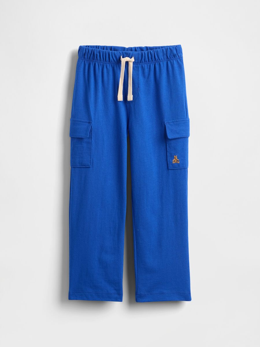 Blue Cotton Cargo Trousers_0