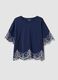 Blue pure cotton embroidered T-shirt, regular fit_0