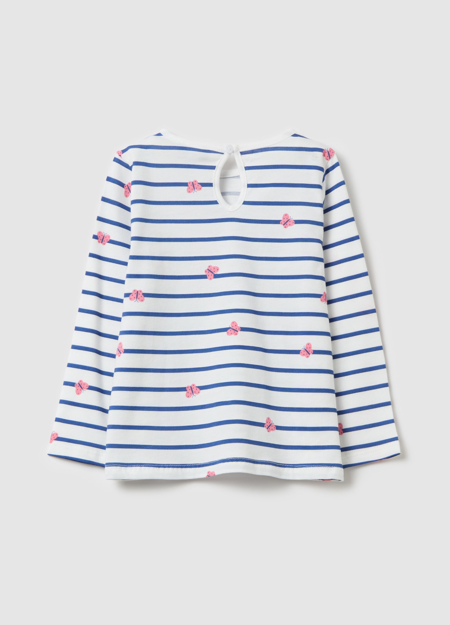 Cotton T-shirt with print and long sleeves