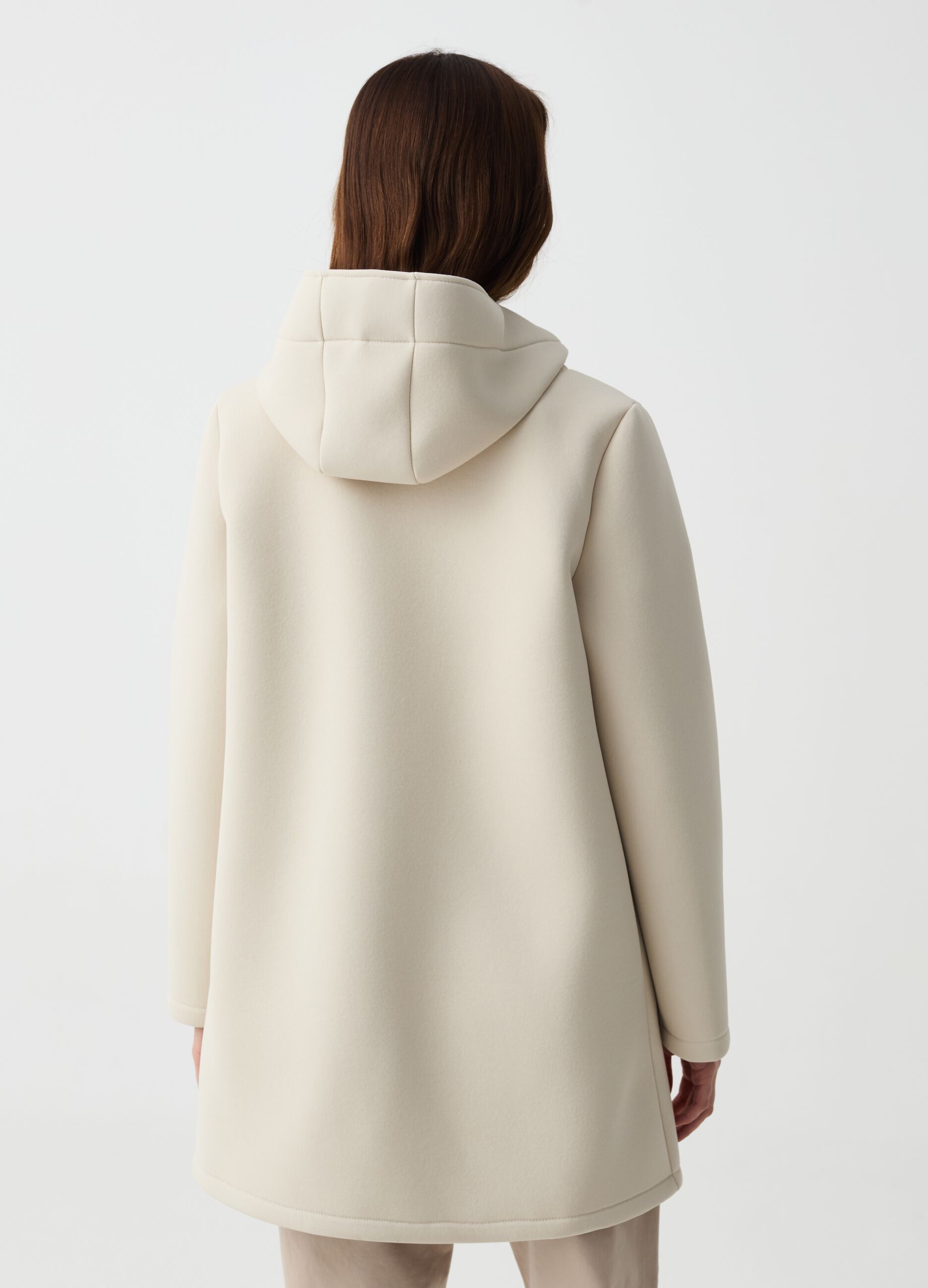 Long jacket with buttons and hood