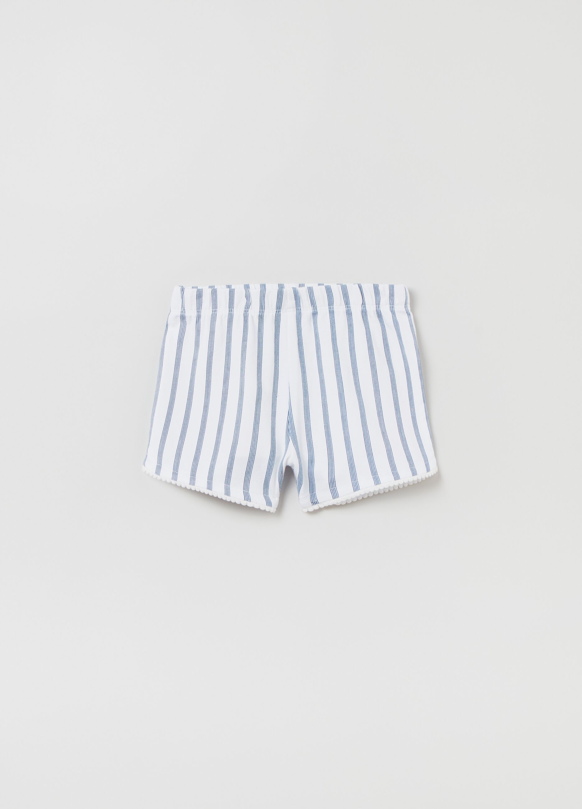 Shorts in cotone stretch stampa a righe_0