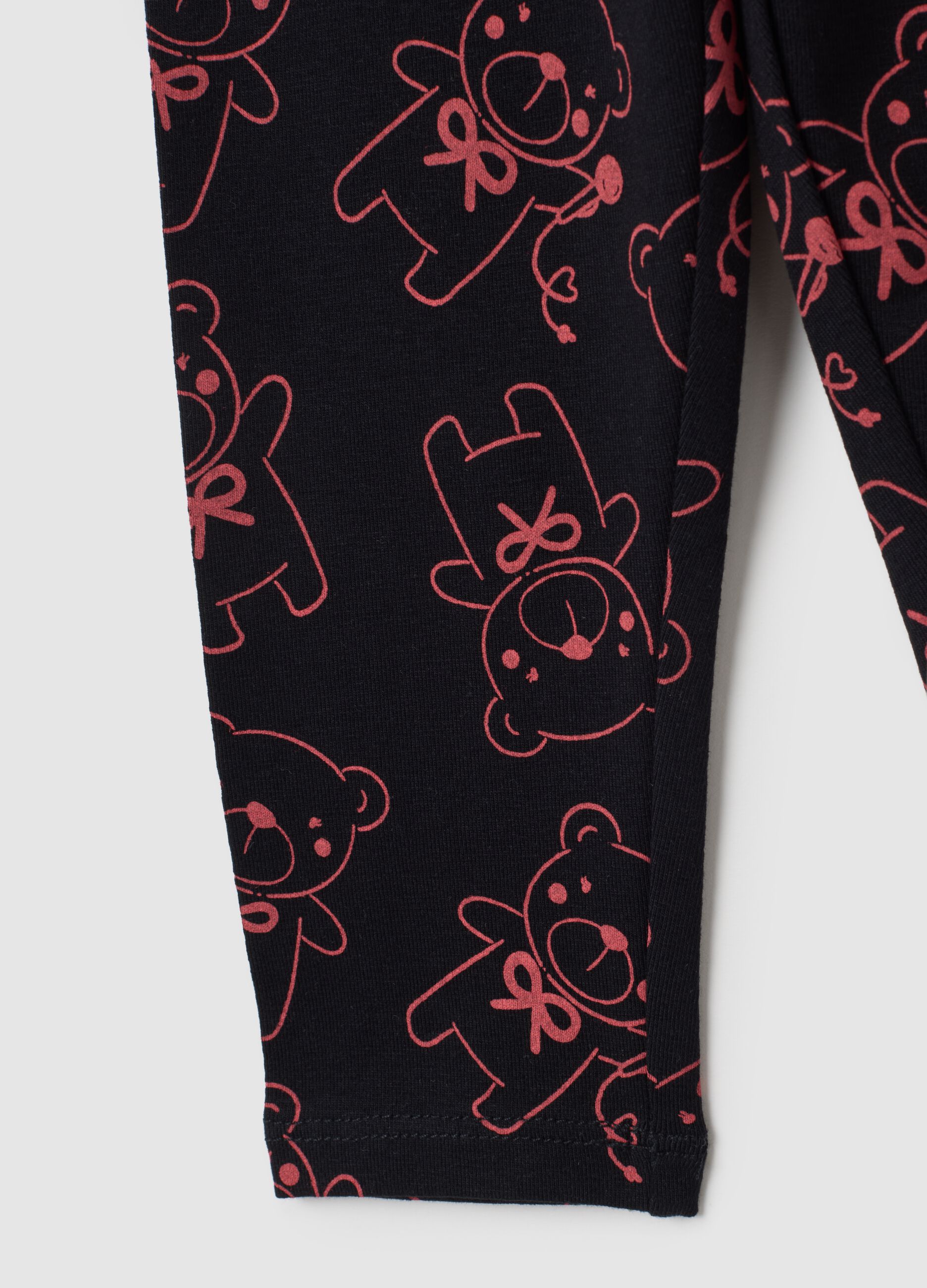 Leggings da bambina in cotone elasticizzato nero
