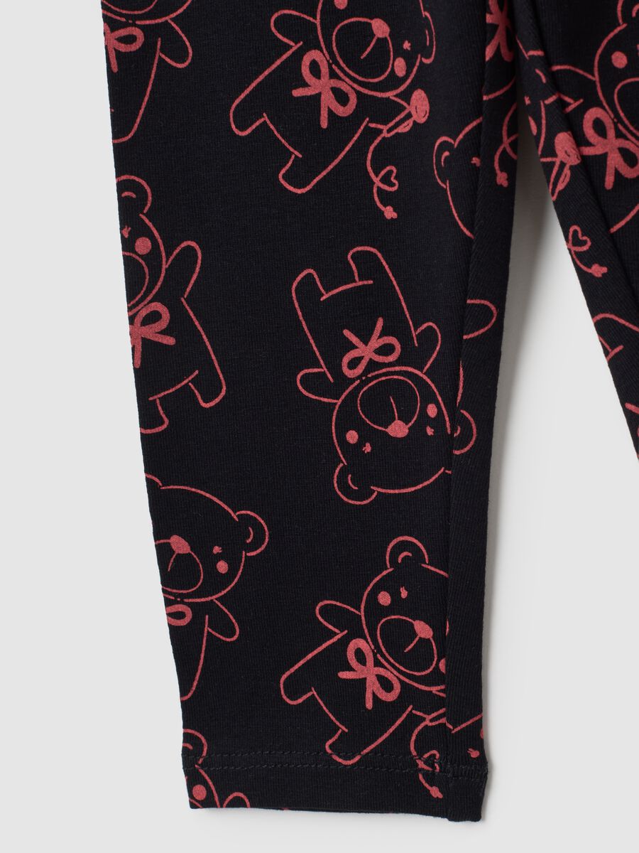 Leggings da bambina in cotone elasticizzato nero_3