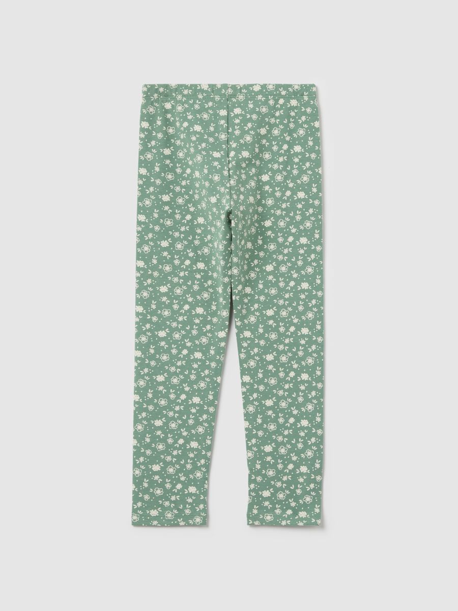 Leggings in cotone stretch stampa fiorellini _1