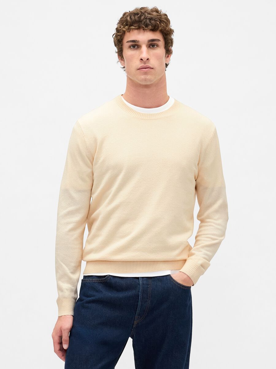 Beige Cotton Blend Jumper_0