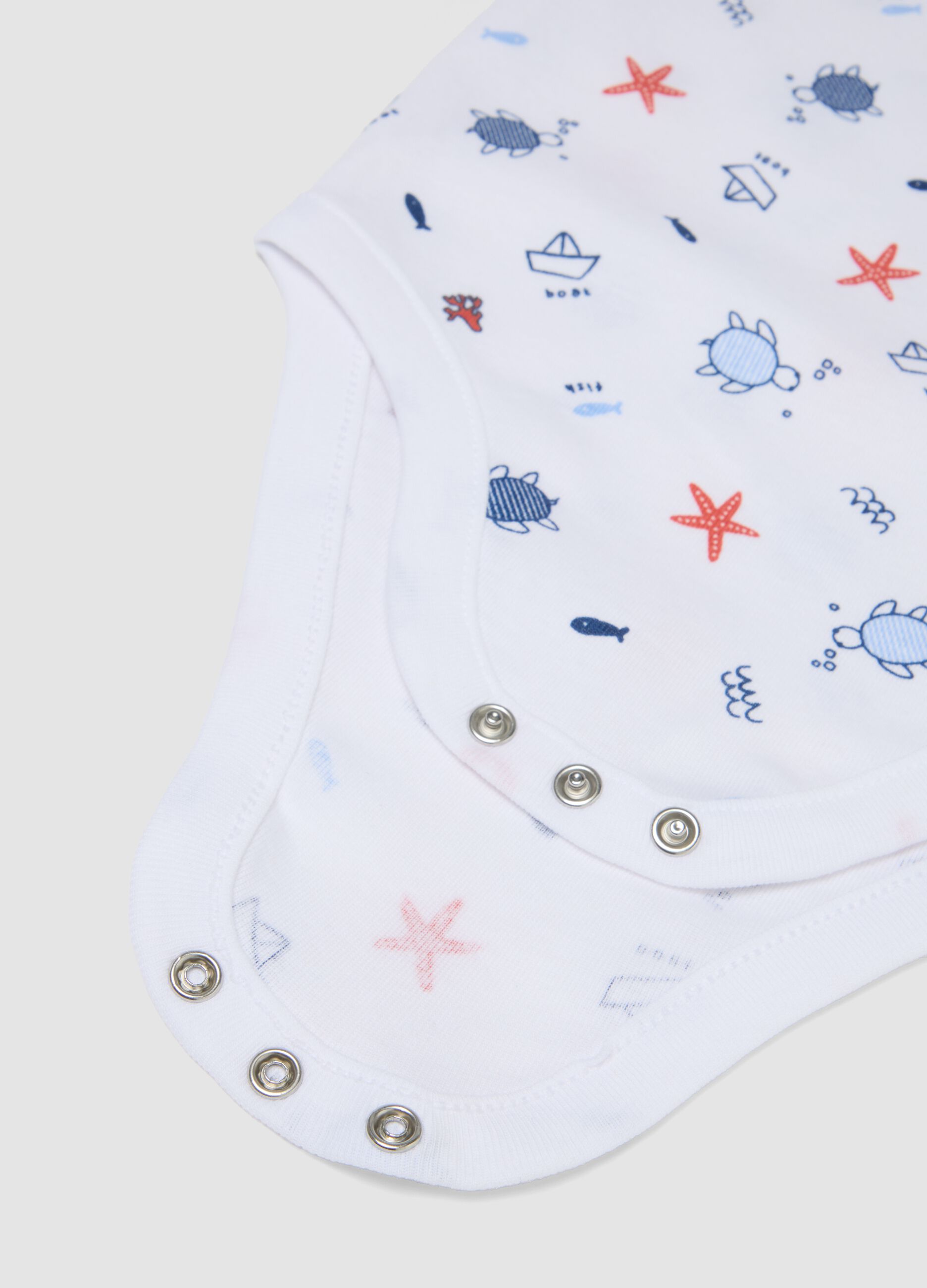 3-pack of blue sleeveless organic cotton bodysuits