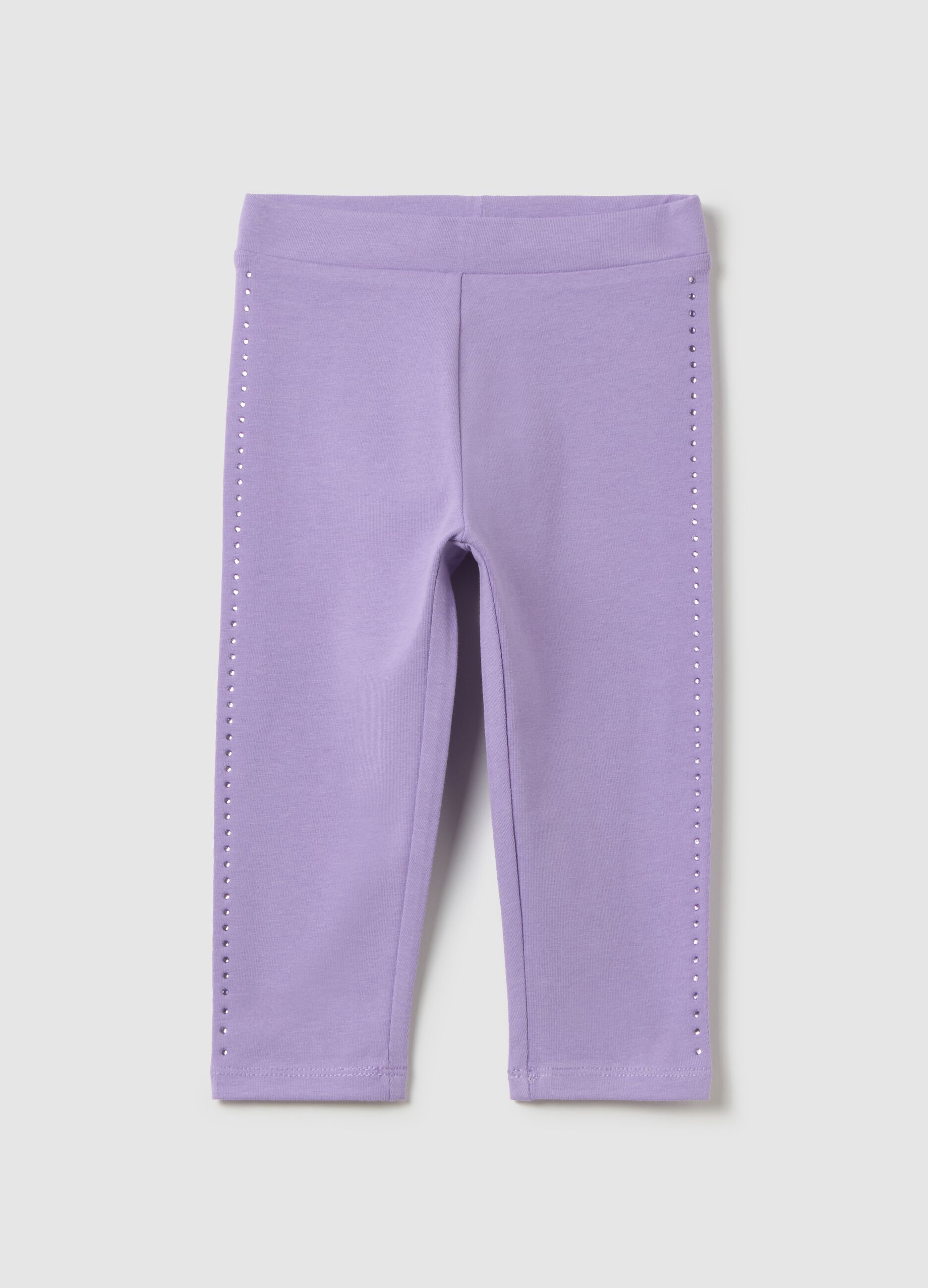 Girls' Stretch Cotton Purple Leggings
