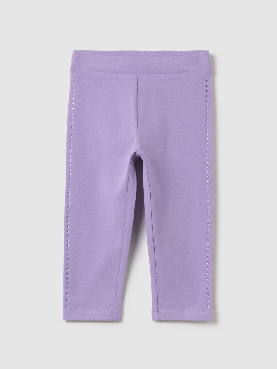 Girls' Stretch Cotton Purple Leggings_0