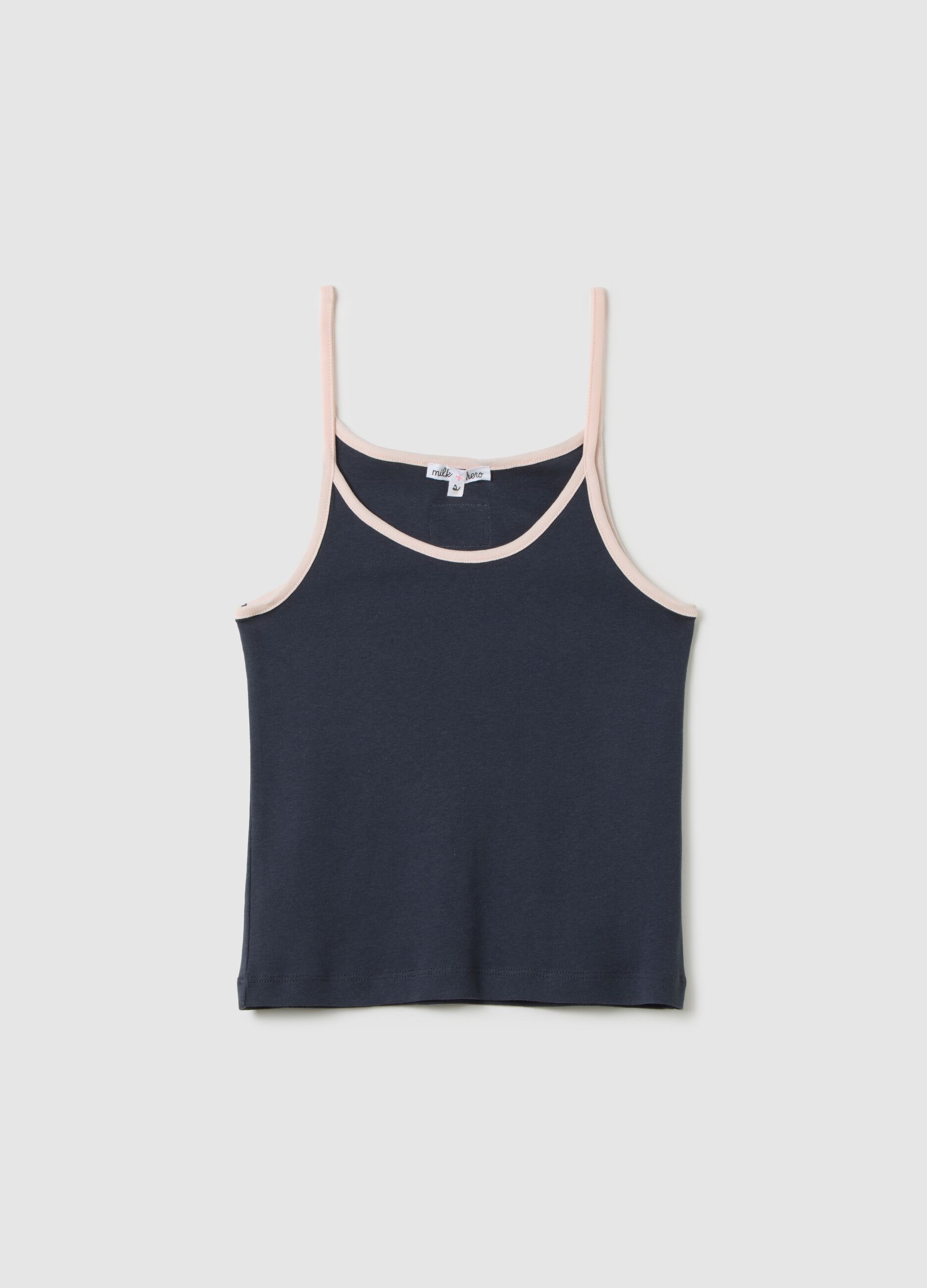 Canotta da donna in puro cotone blu regular fit