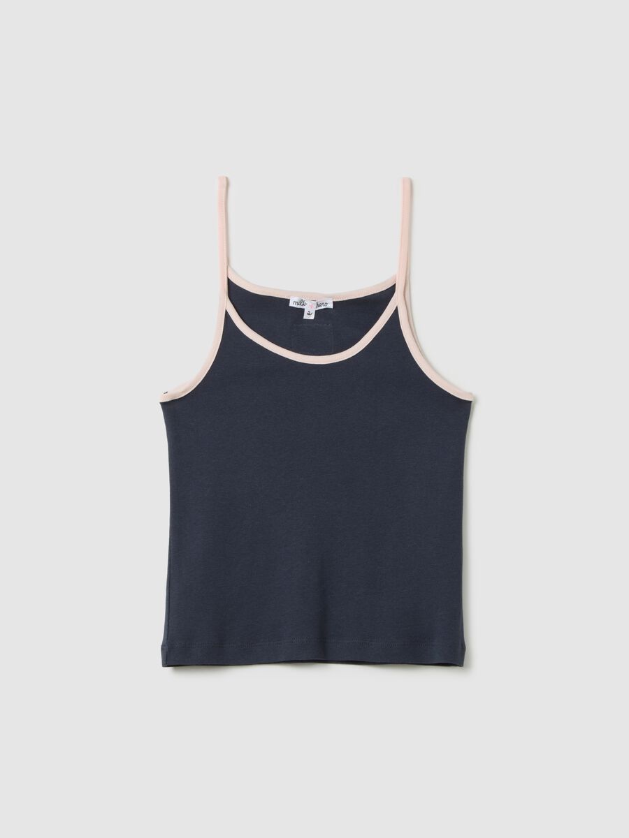Women's sleeveless top in pure blue cotton regular fit_4