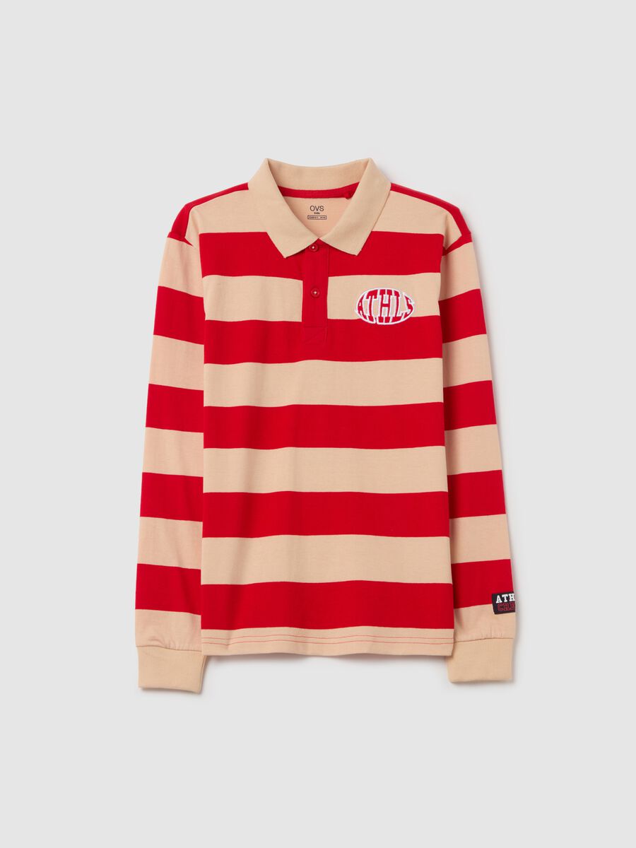 Long-sleeved polo shirt with striped pattern and "ATHLS" embroidery_3