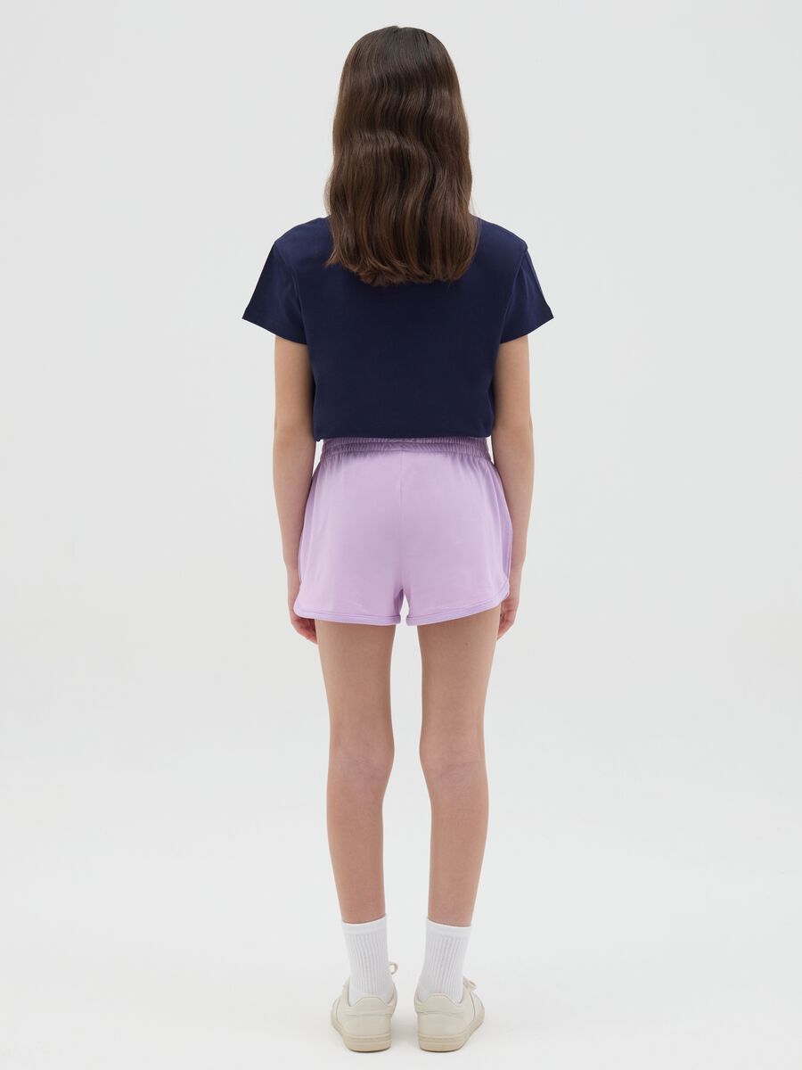 Fleece shorts with lettering print_2