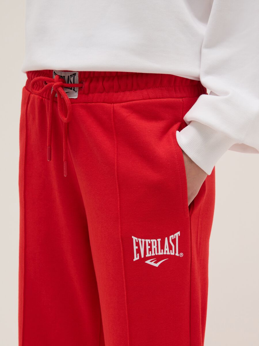 Red wide-leg cotton blend trousers regular fit with Everlast logo_3