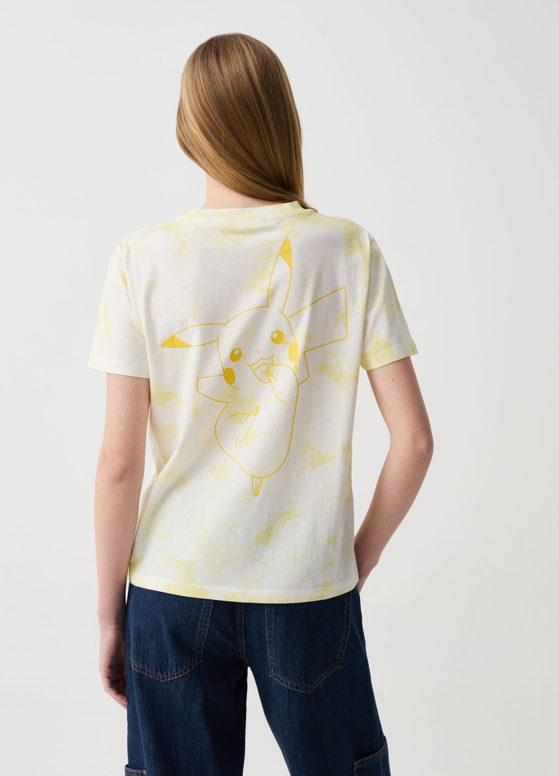 T-shirt Tie Dye con stampa Pikachu