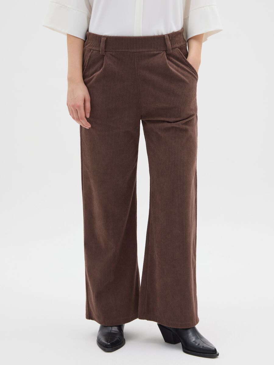 Brown Regular Fit Corduroy Trousers_1