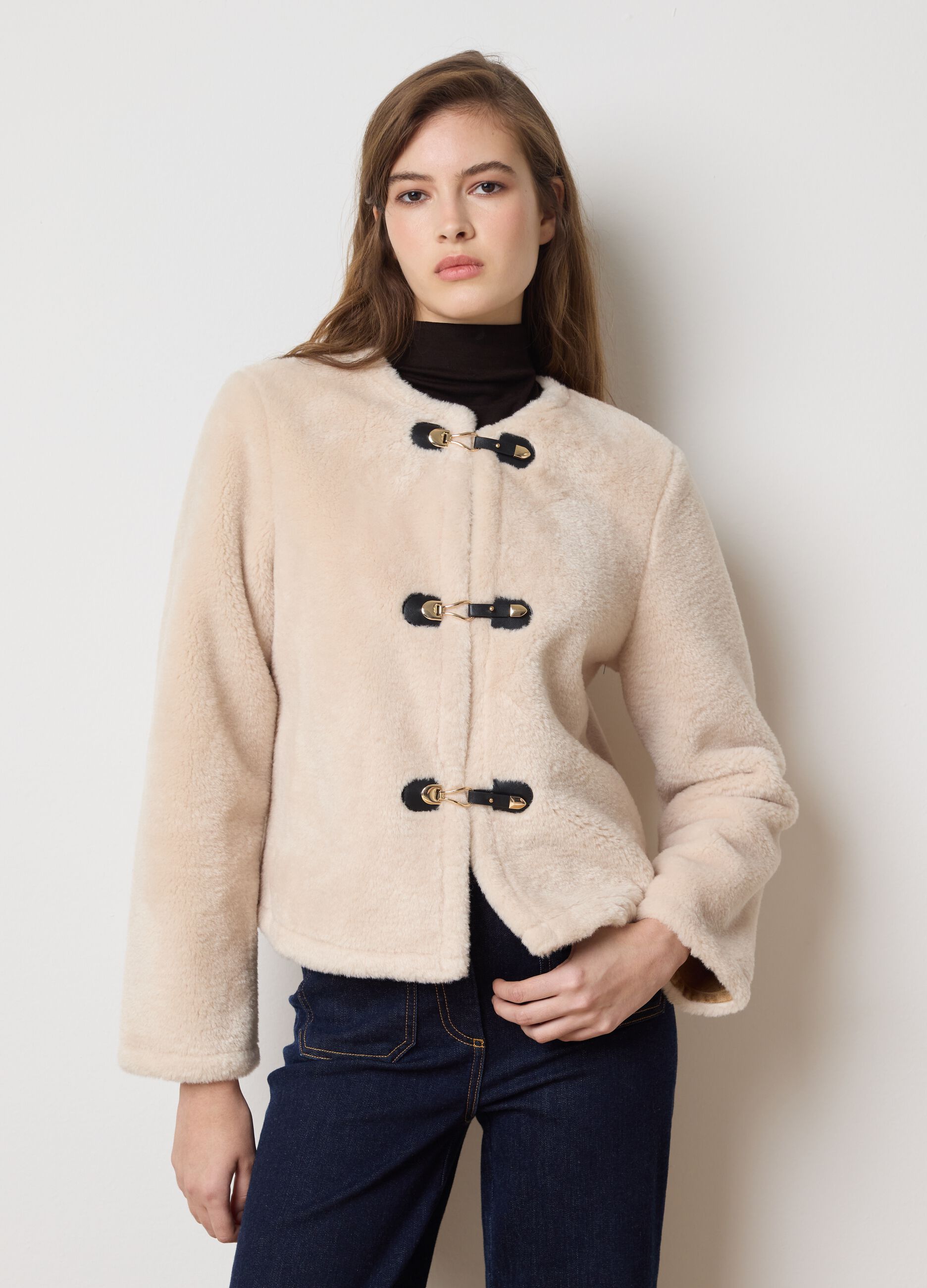 Beige regular fit coat