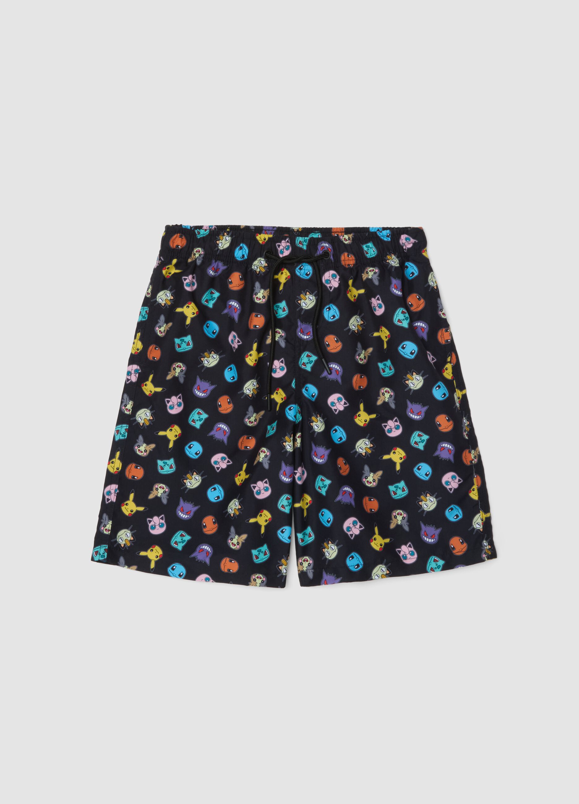 Children's black regular fit beach shorts with Pok&eacute;mon prints