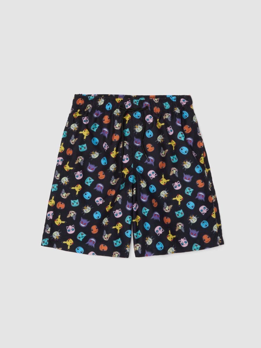 Boxer da mare nero da bambino regular fit con stampe Pok&eacute;mon_0