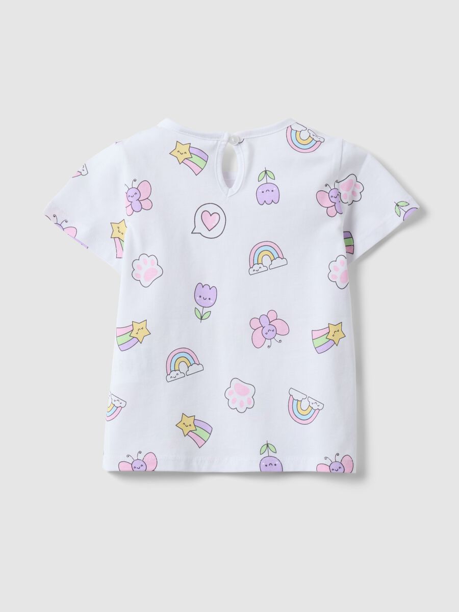 White pure cotton regular fit girls' t-shirt with designs_1