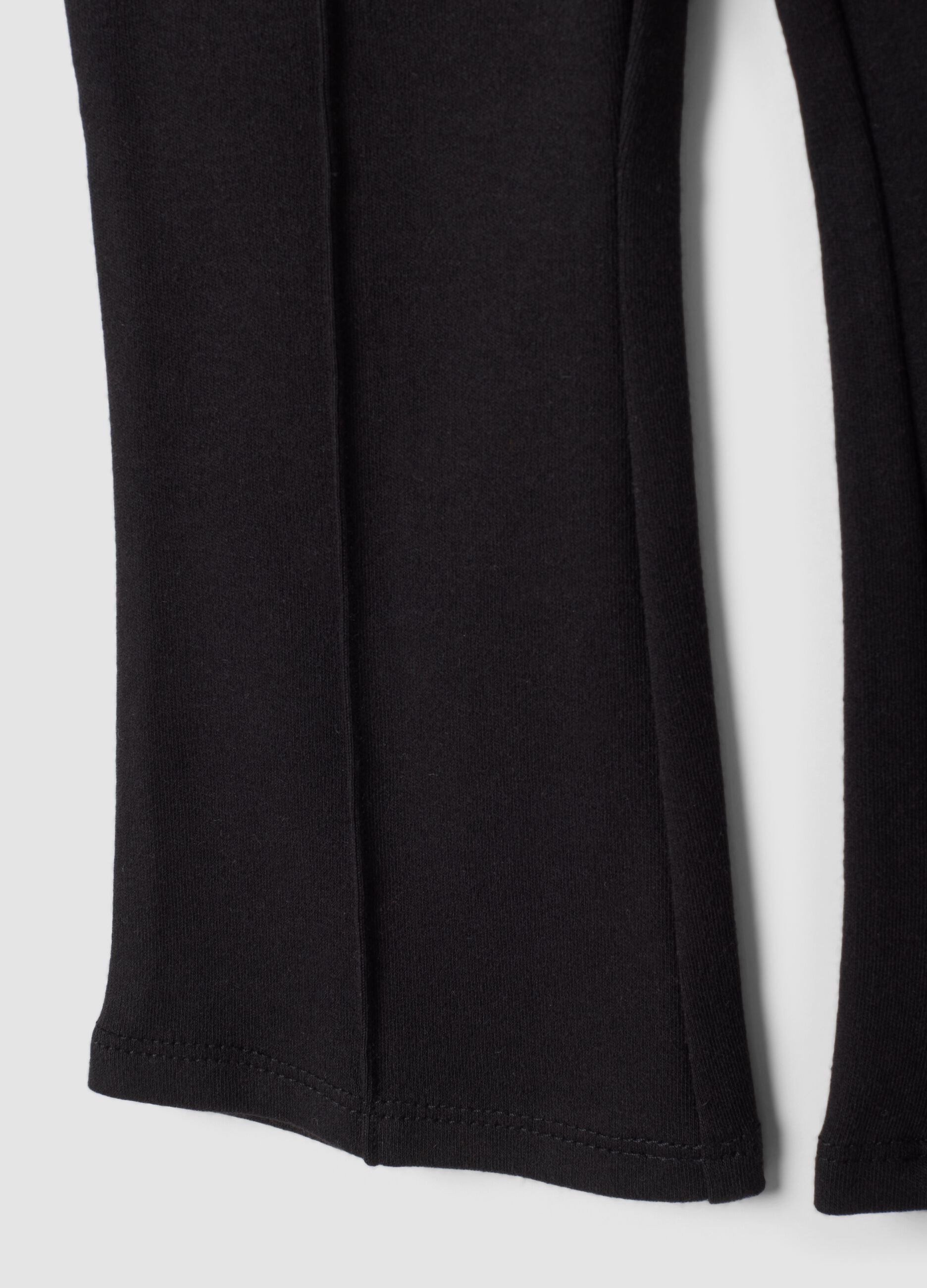 Black flared stretch cotton leggings for baby girl
