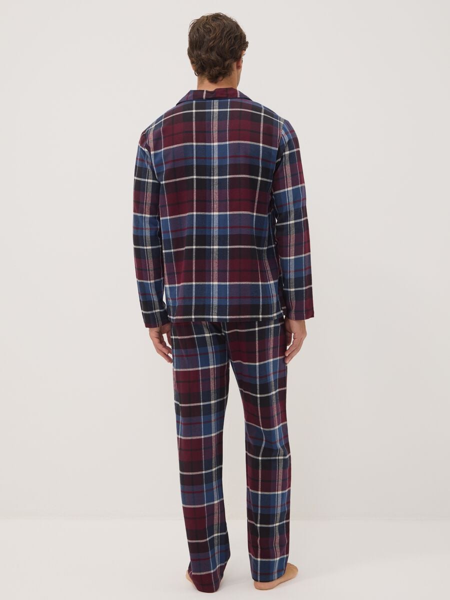 Pigiama rosso e blu in flanella di puro cotone organico regular fit_3