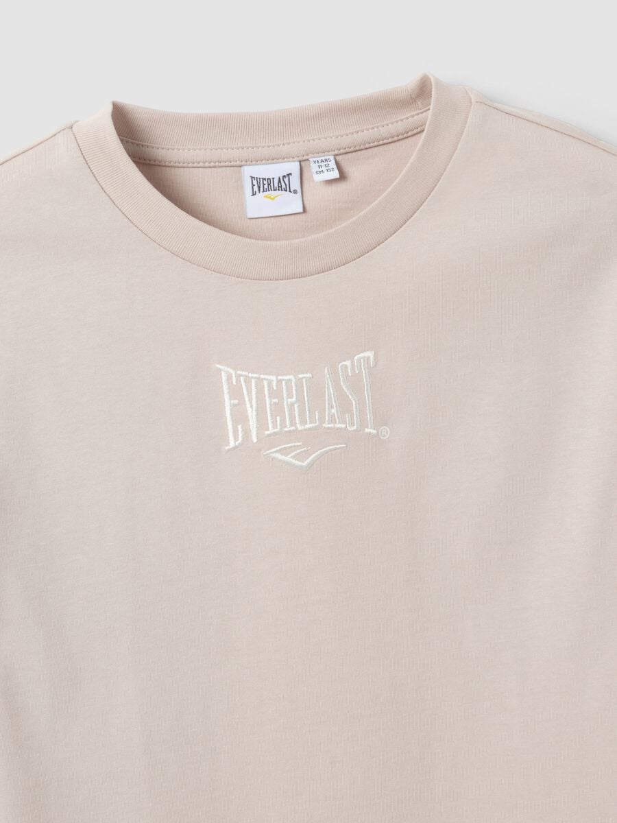 Beige pure cotton regular-fit printed T-shirt for girls_4