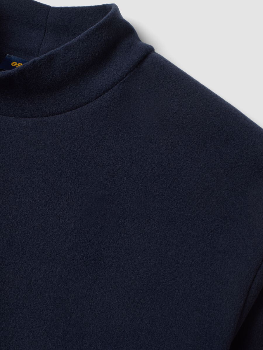 Blue stretch-fabric top with high neck_1
