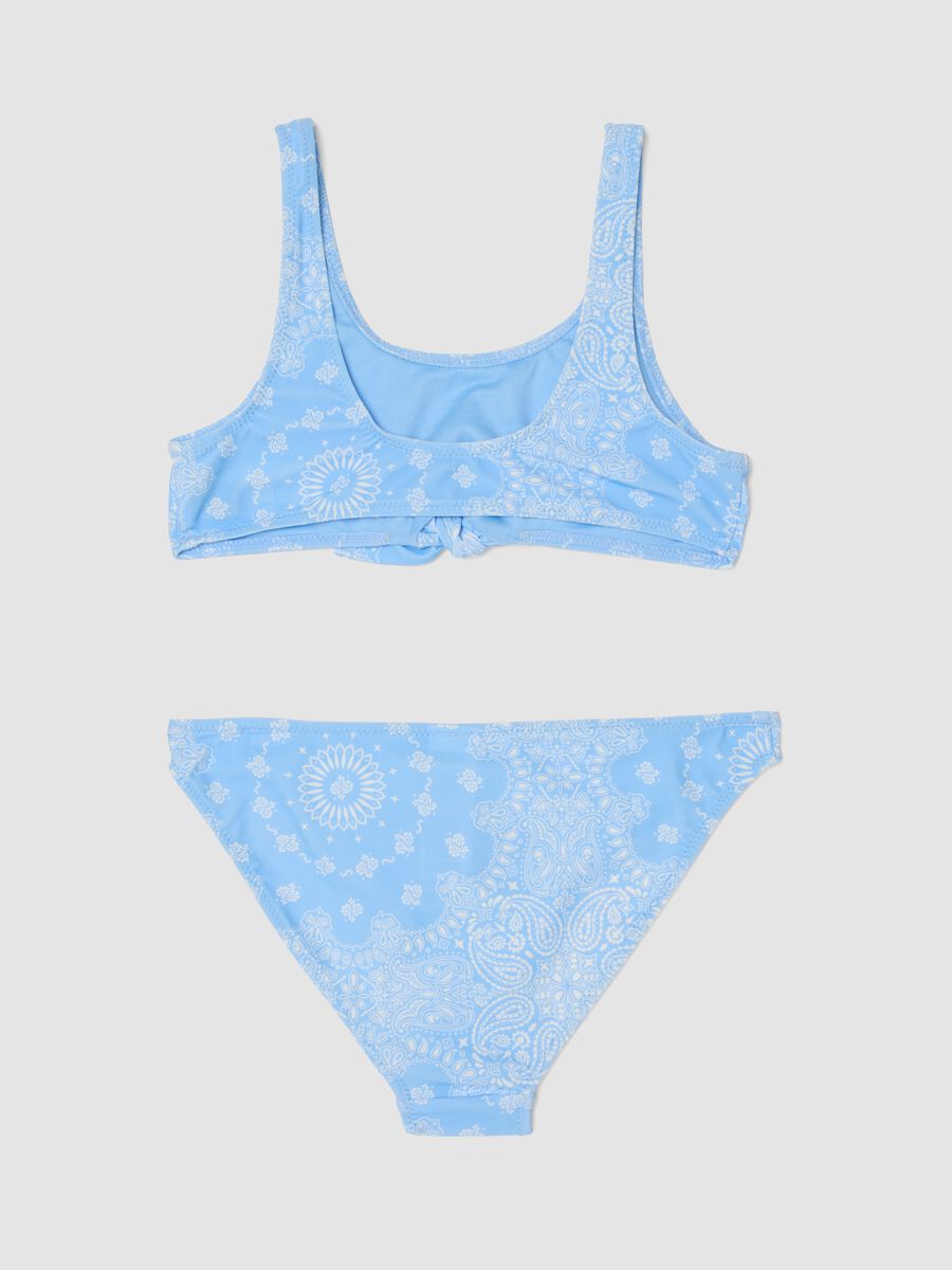 Girls&rsquo; blue stretch bikini with paisley print_1