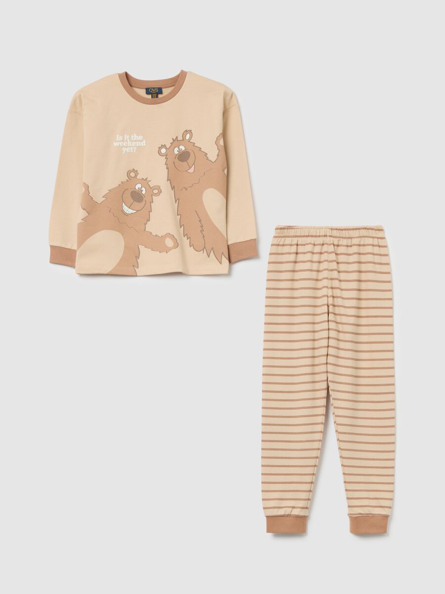 Children's pure cotton beige pyjamas regular fit with print_0