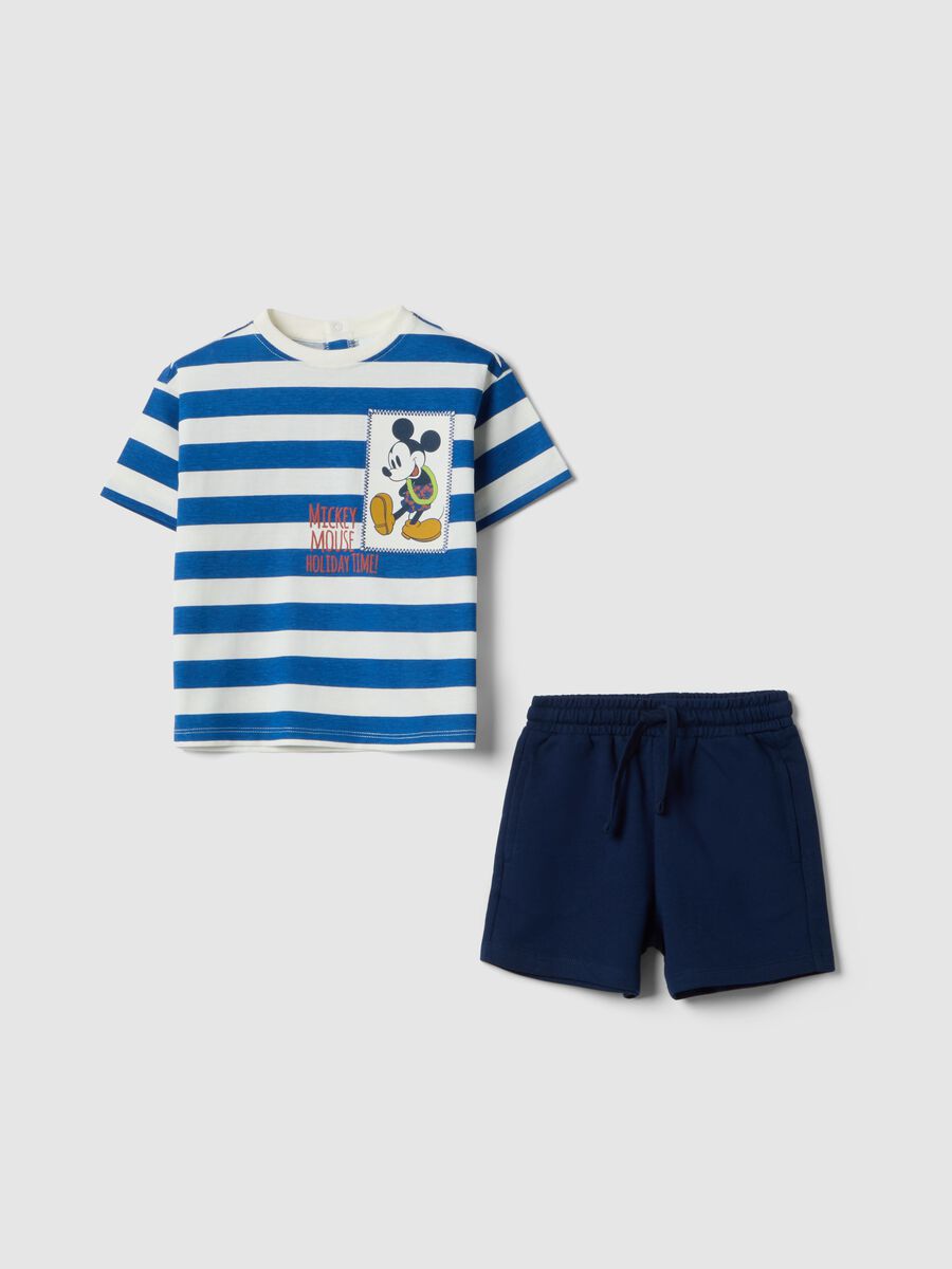 Set maglia shorts in puro cotone multicolor da bimbo con Topolino_0