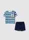 Multicolour pure cotton T-shirt and shorts set for boys featuring Mickey Mouse_0