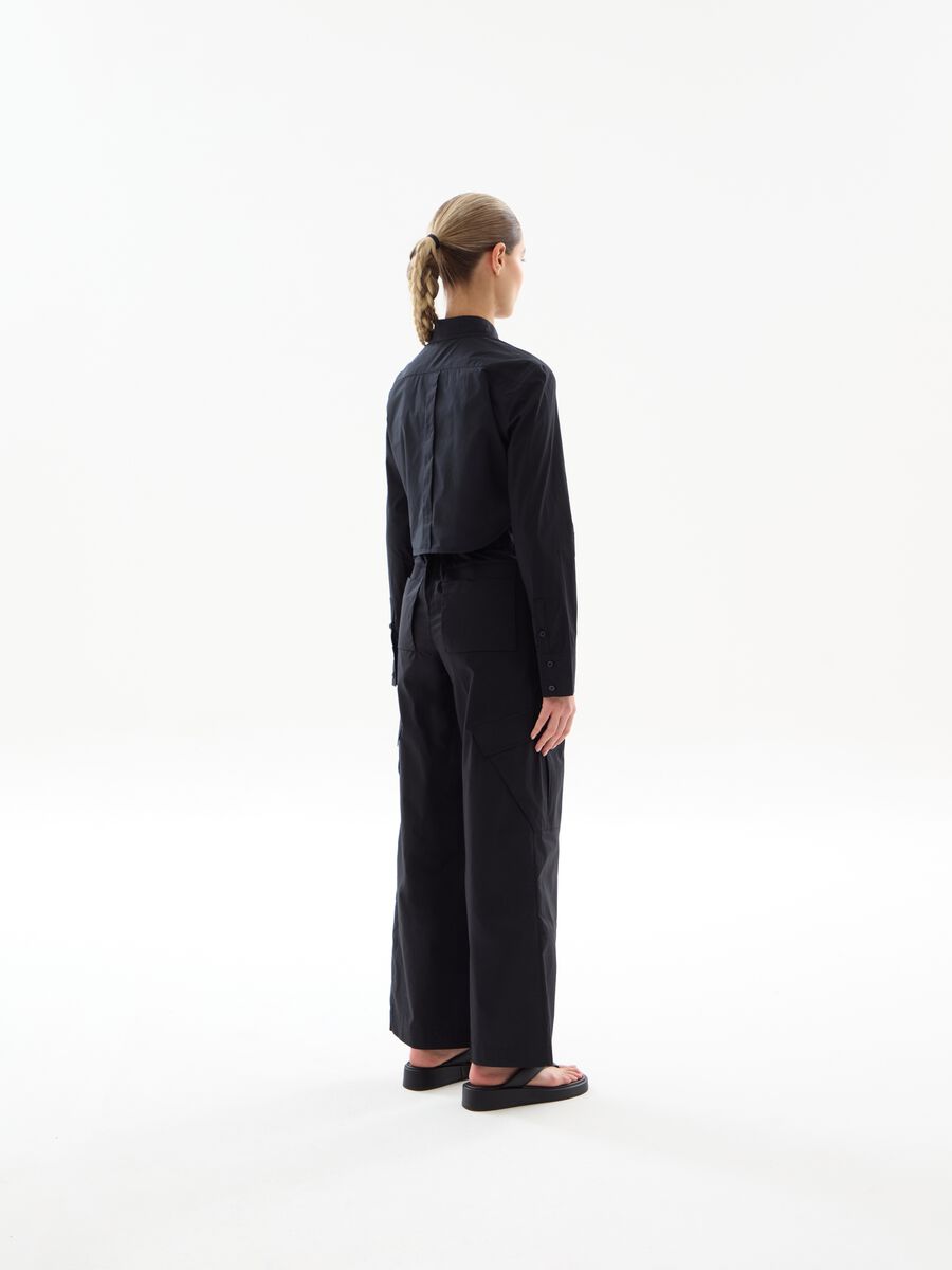 Light Cargo Wide Leg Pants Black_5