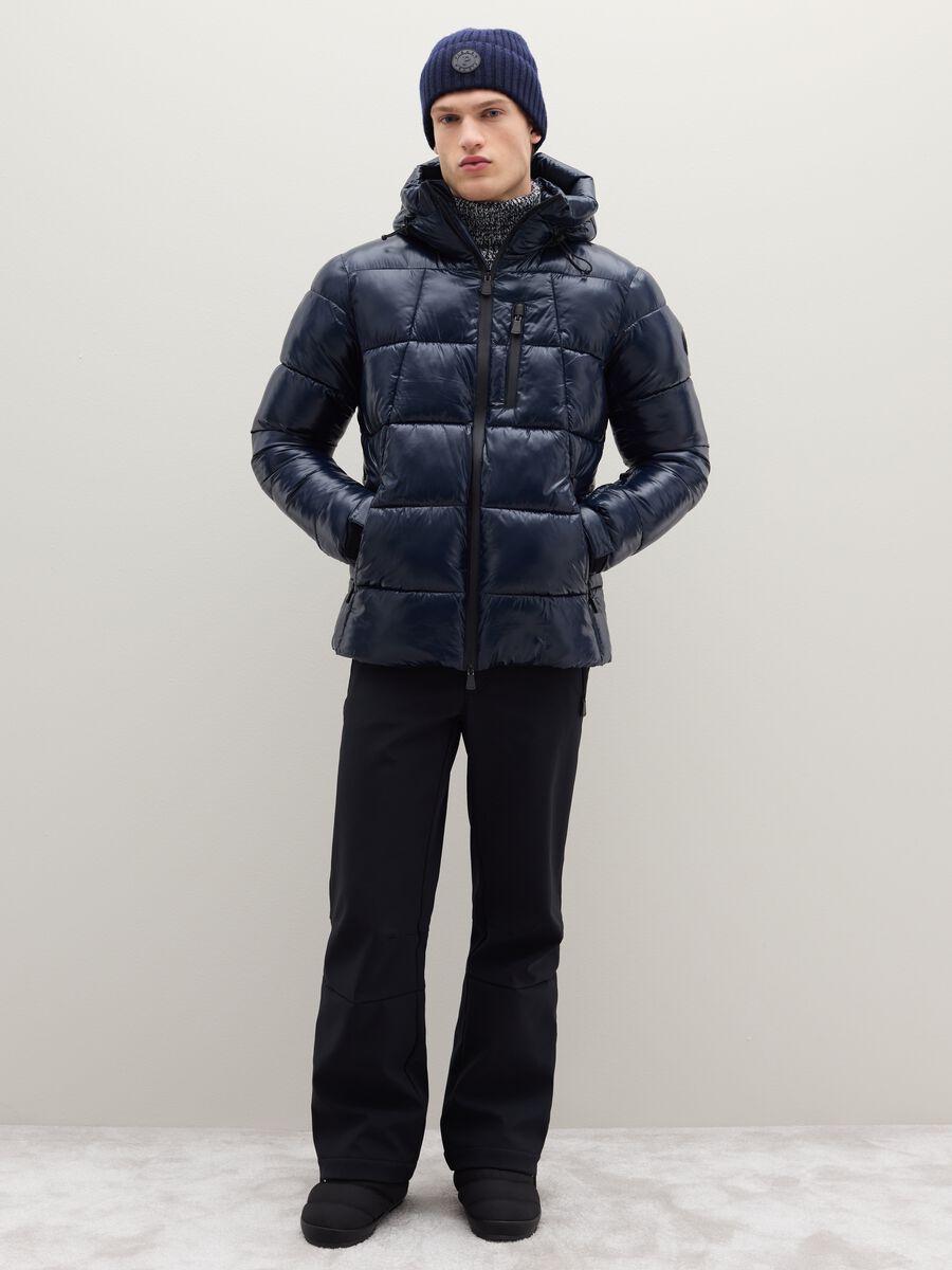 Blue padded regular fit water repellent jacket with zip_2