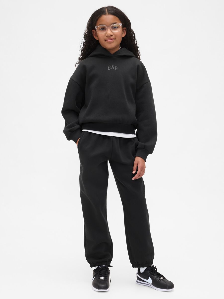 Black cotton blend trousers for girls_0