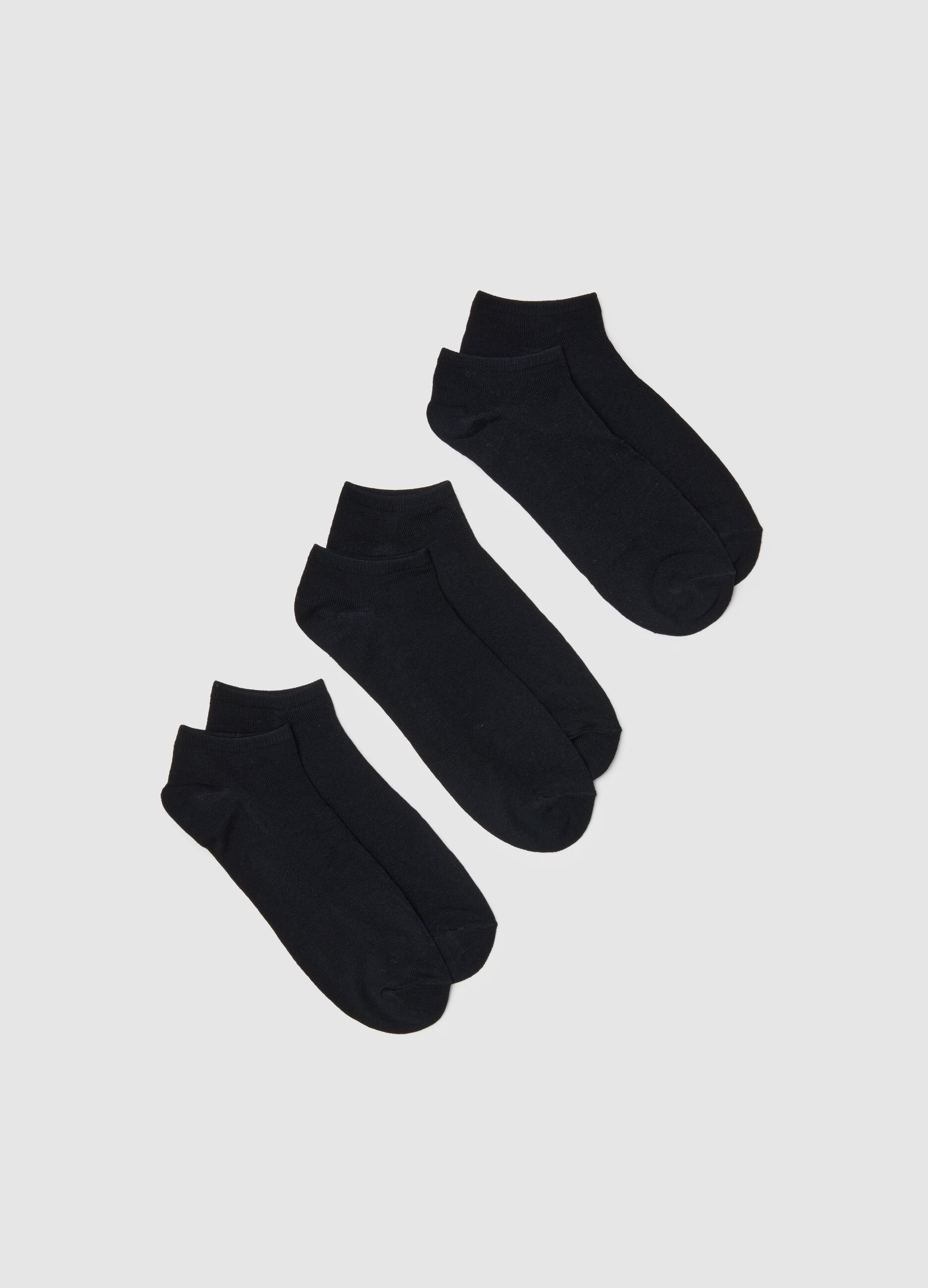 Black cotton blend regular fit ankle socks tripack