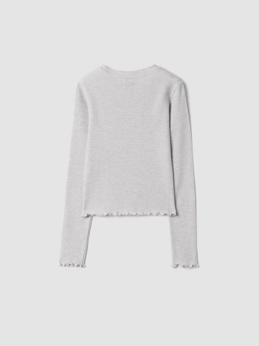 T-shirt grigio melange in misto cotone a girocollo_1