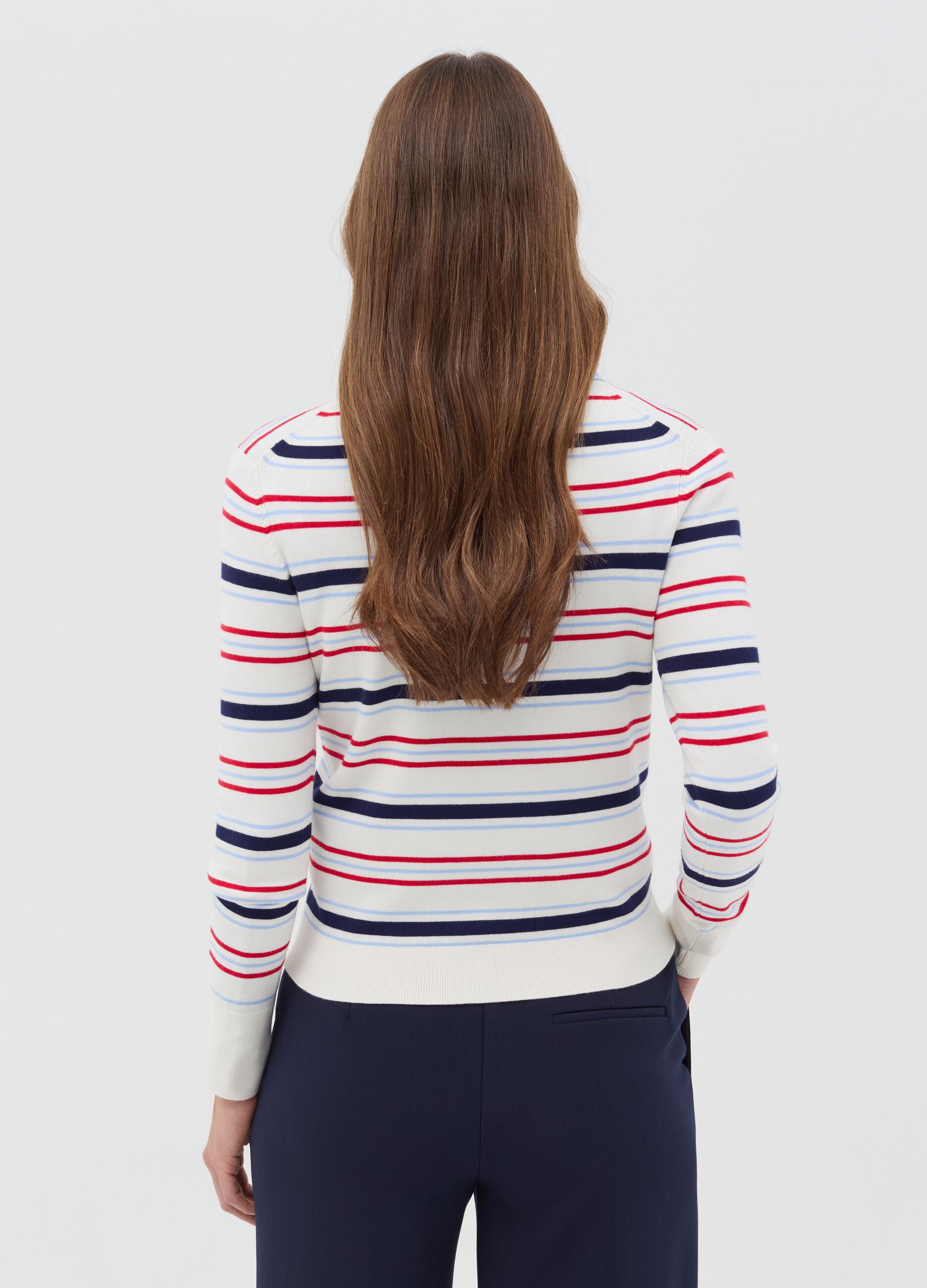 Long-sleeved top with striped pattern