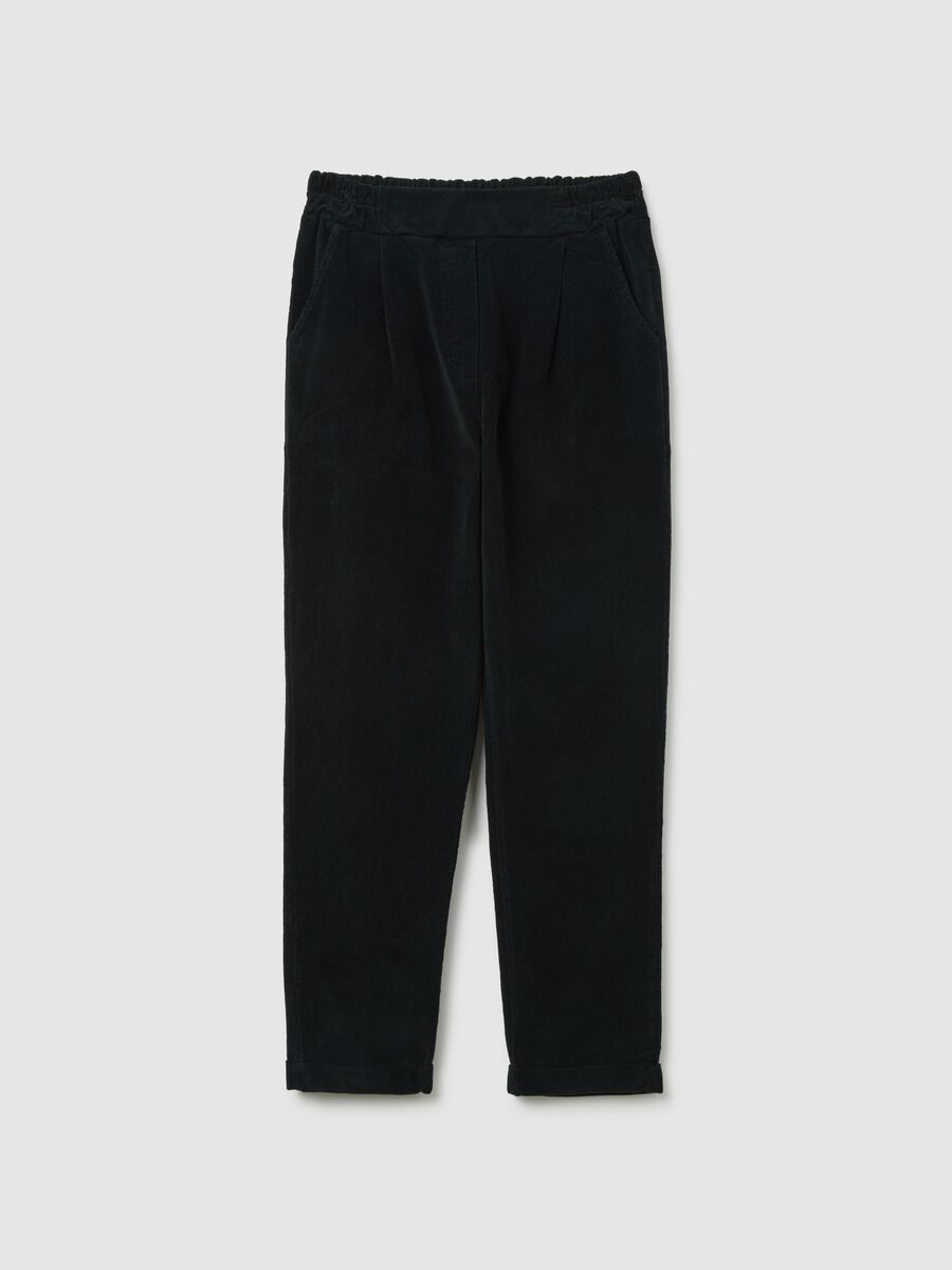 Pantaloni in cotone elasticizzato neri regular fit_4