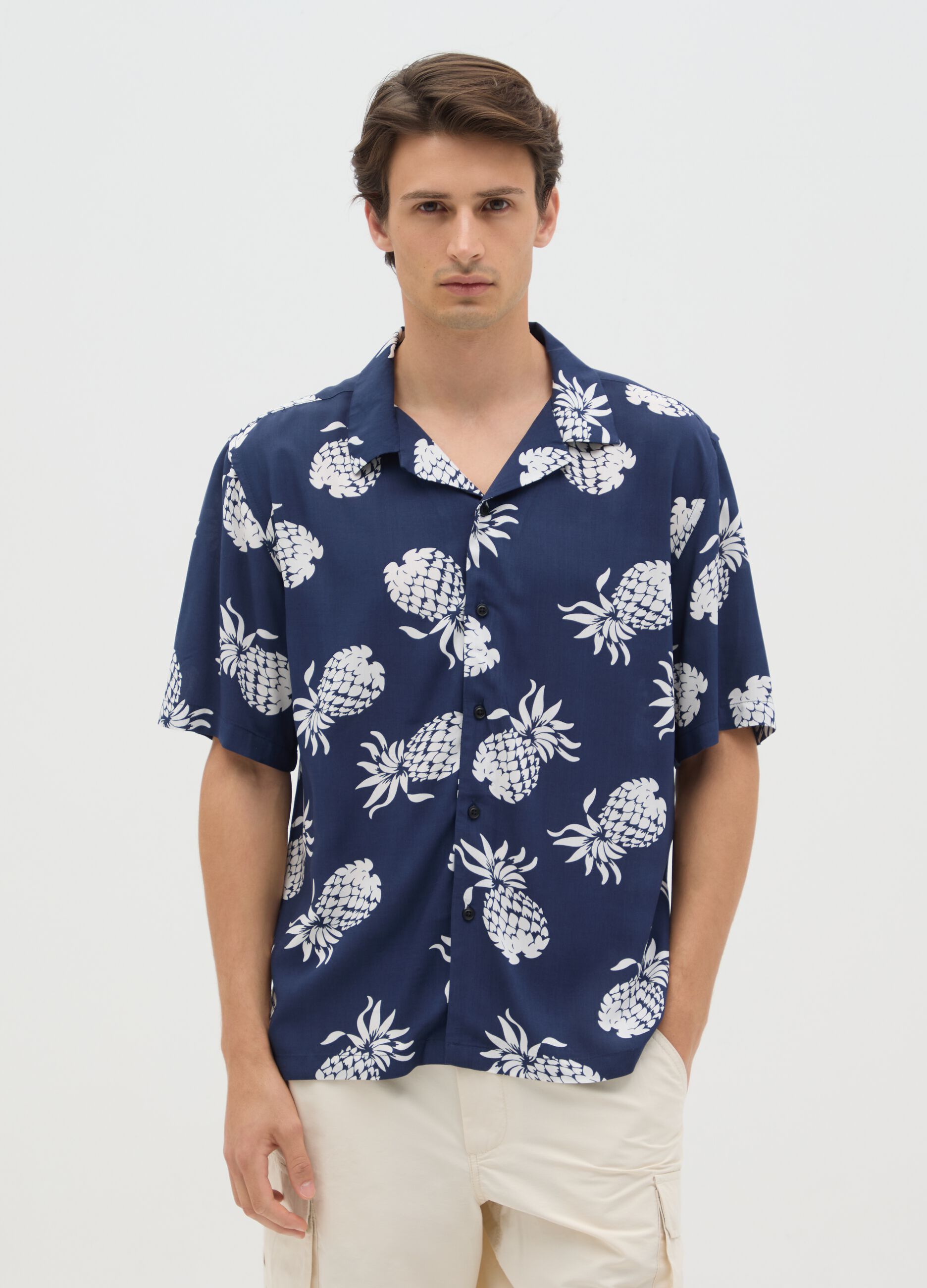 Men's Multicolour Viscose Over Fit Shirt