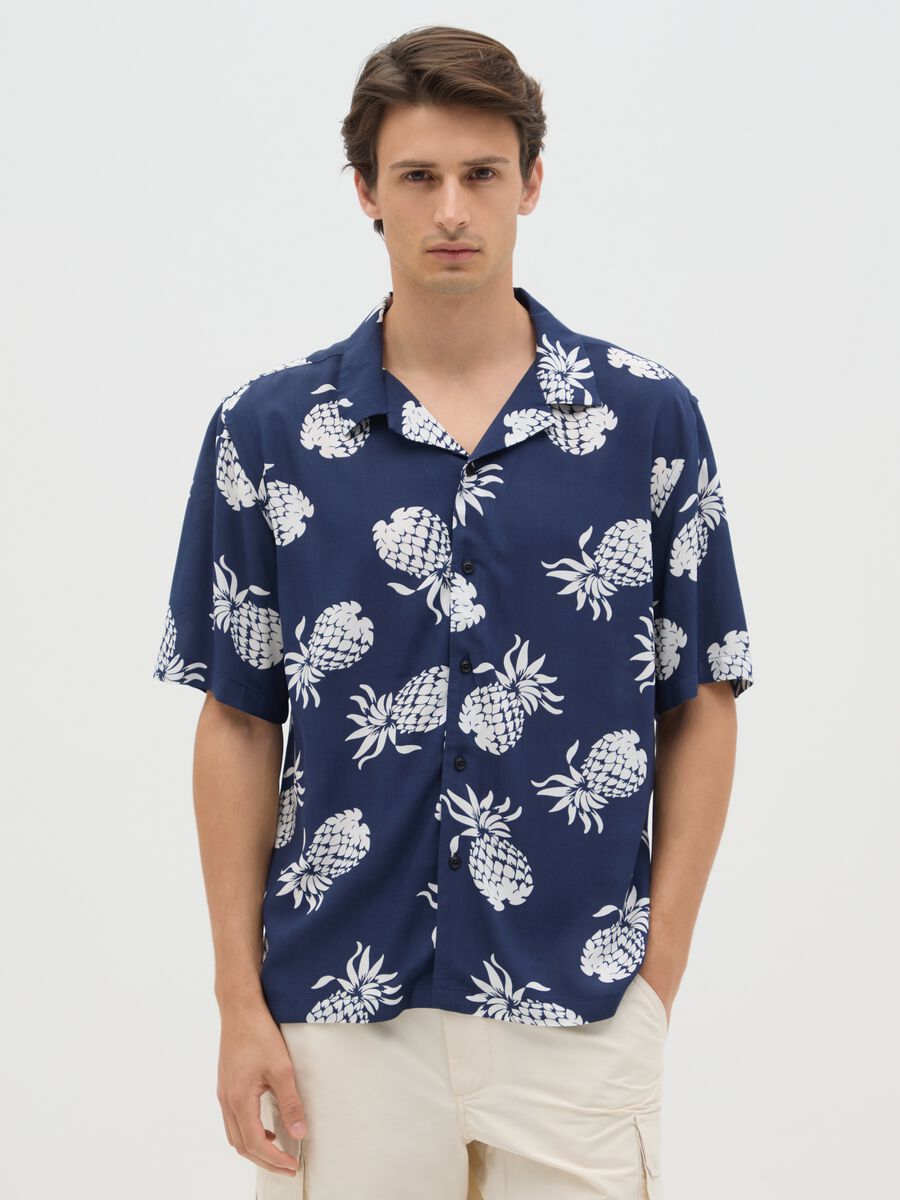 Men's Multicolour Viscose Over Fit Shirt_0