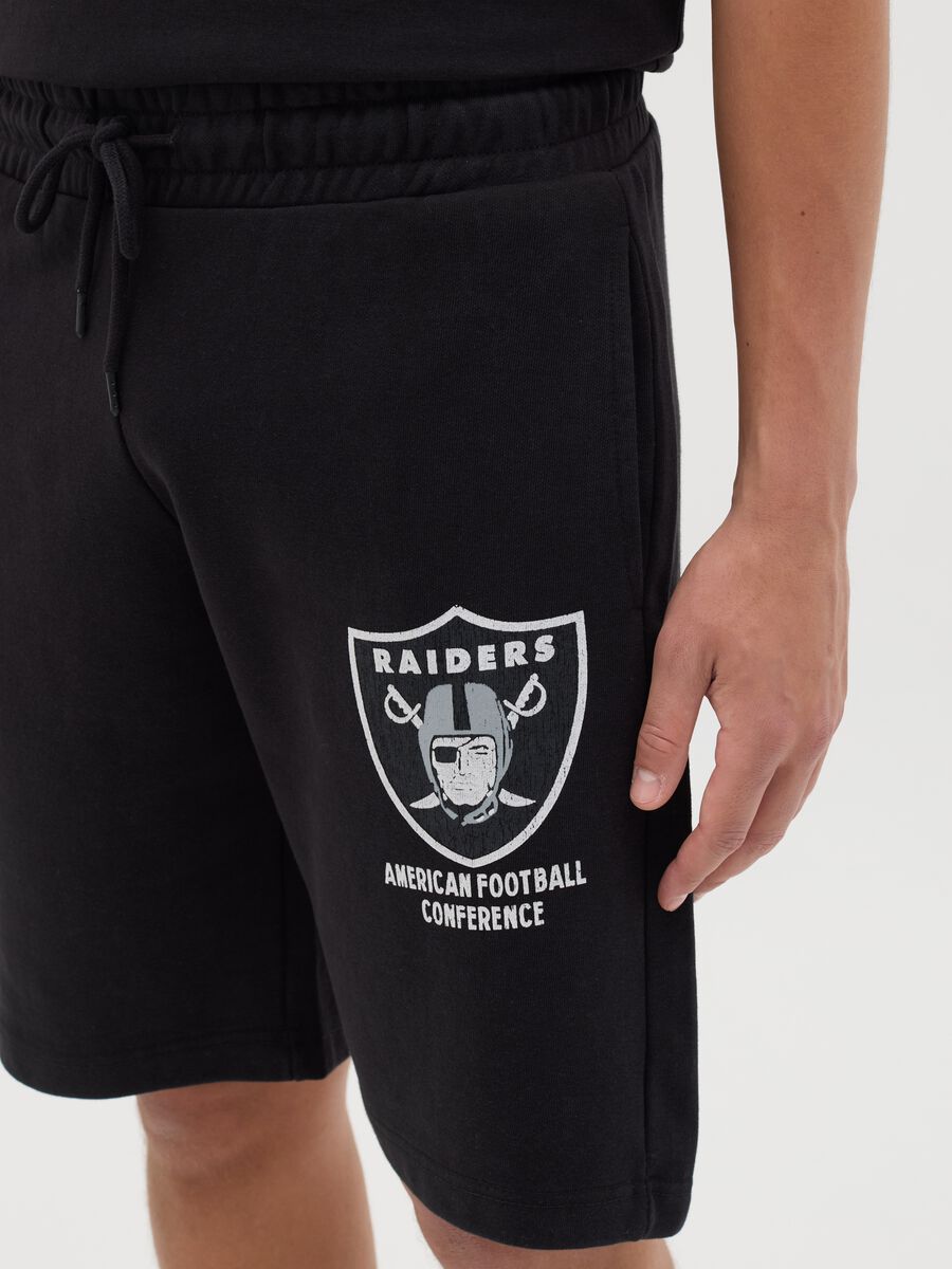 Black Raiders Sports Shorts in Cotton Blend_3
