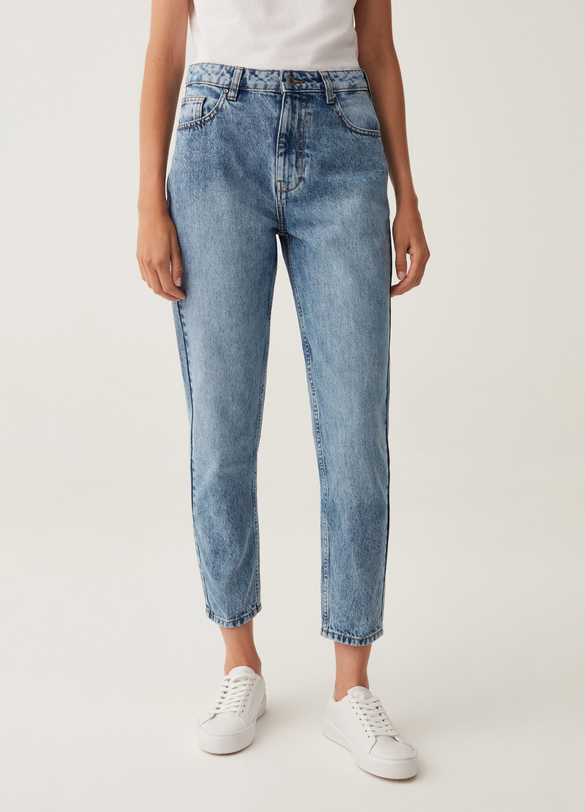 Jeans mom fit slim cinque tasche_1