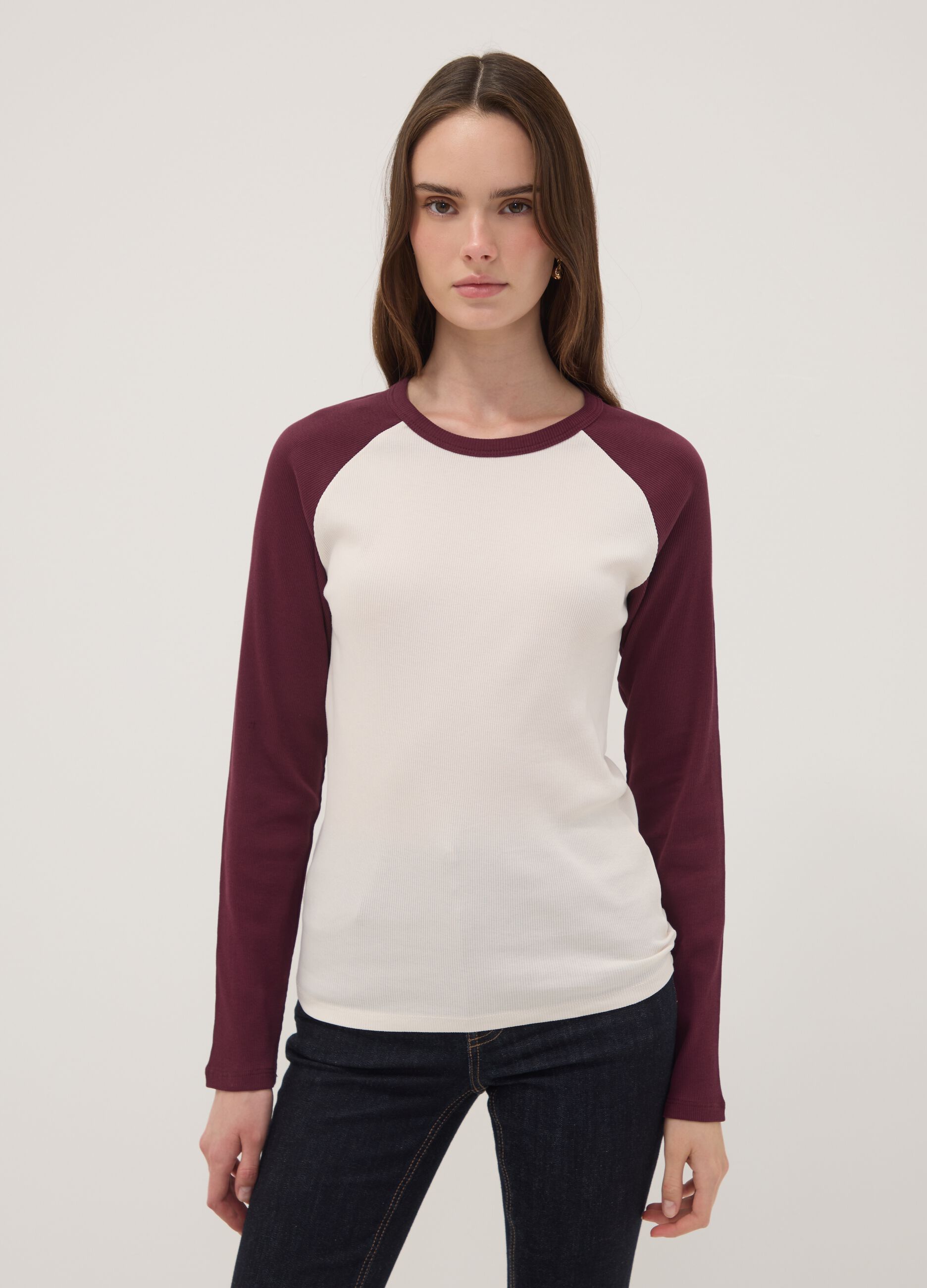 White long-sleeve pure cotton T-shirt
