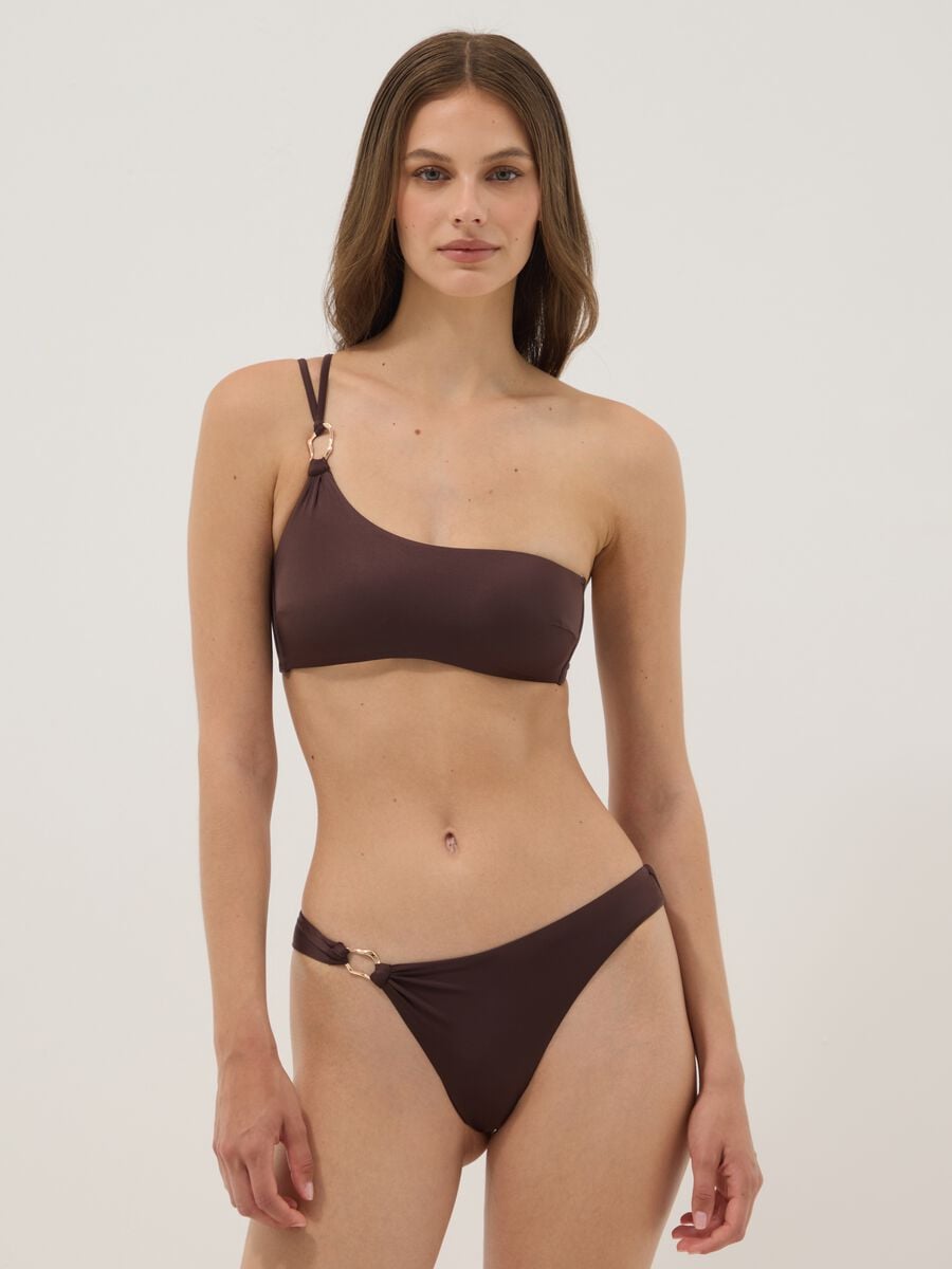 Top da bagno elasticizzato marrone con spalline_1