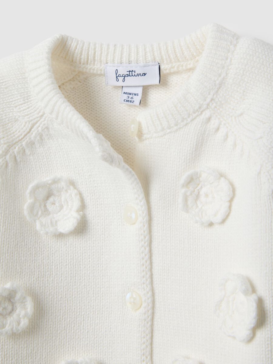 White organic cotton regular fit cardigan for girls_2