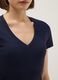 Blue stretch cotton T-shirt with deep V-neck regular fit_3