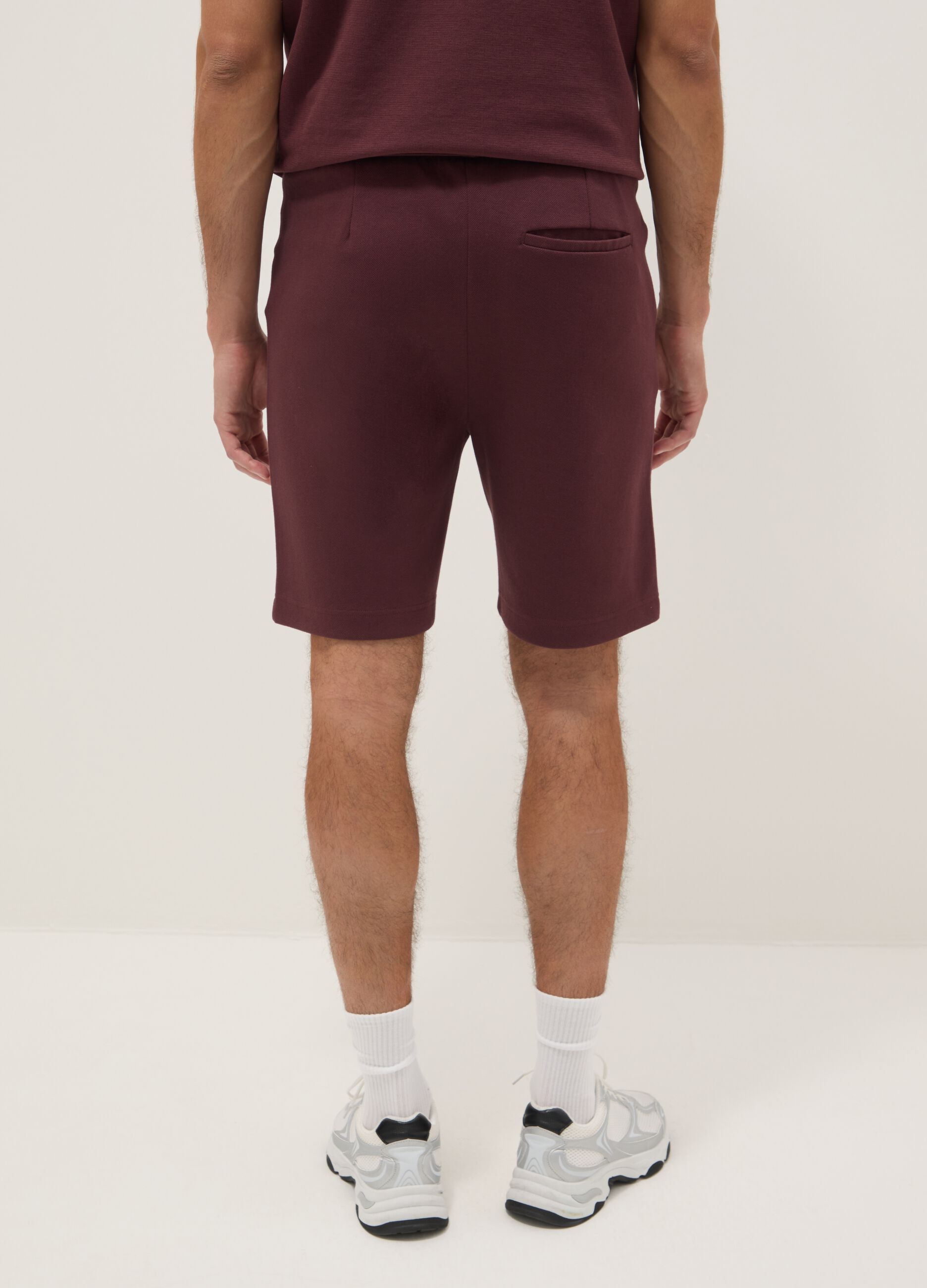 Brown pure cotton regular-fit shorts with drawstring