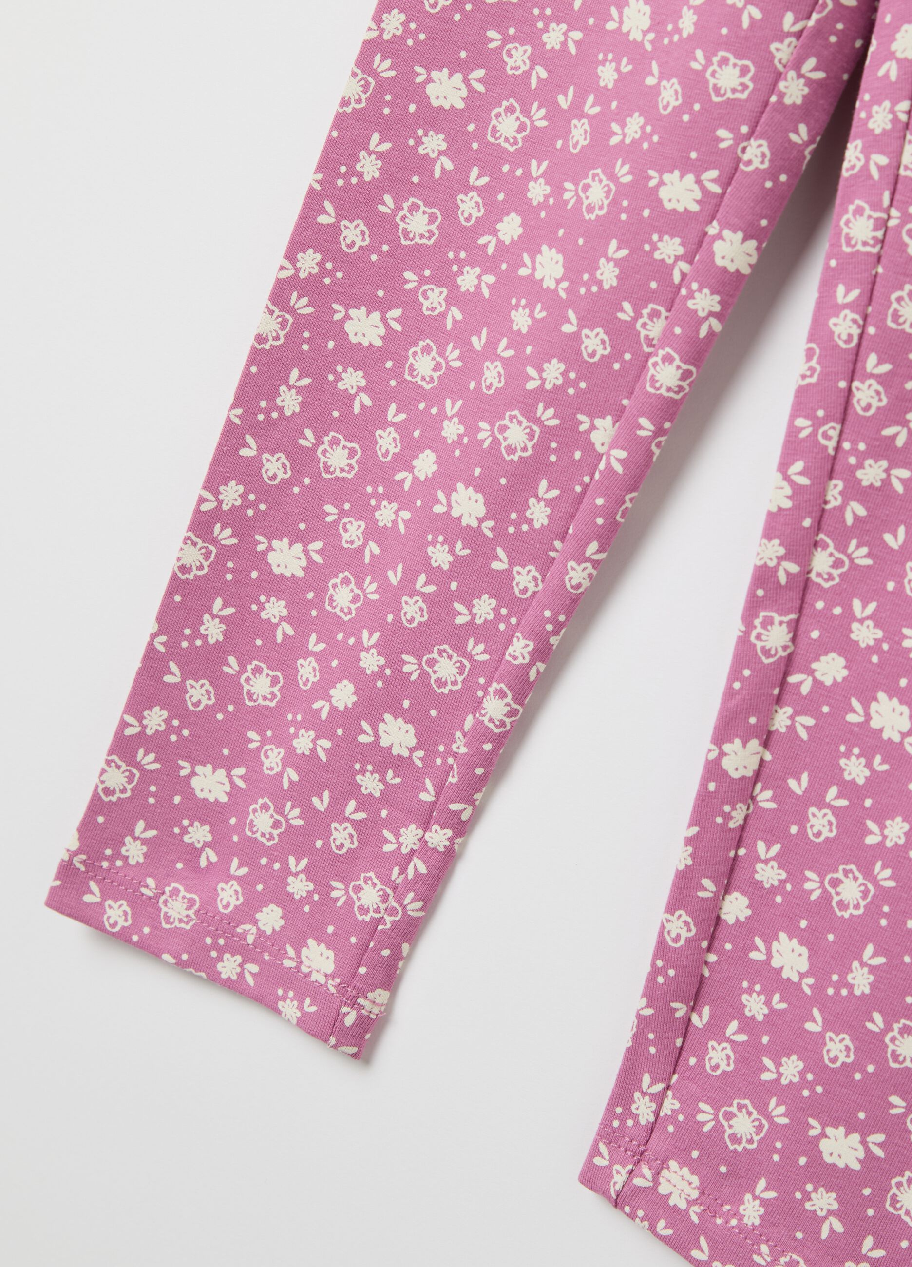 Leggings in stretch cotton with ditsy floral print