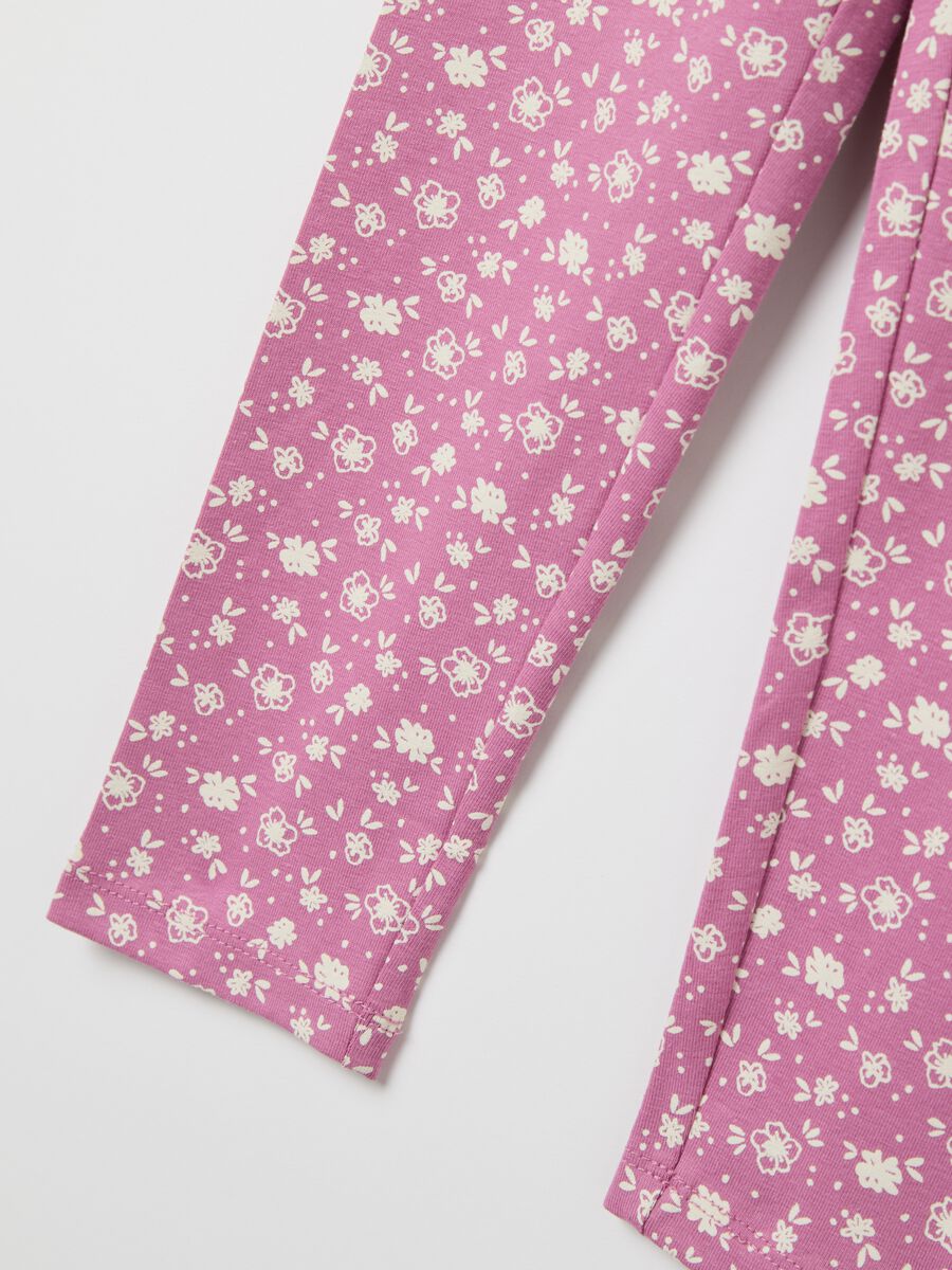 Leggings in stretch cotton with ditsy floral print_3