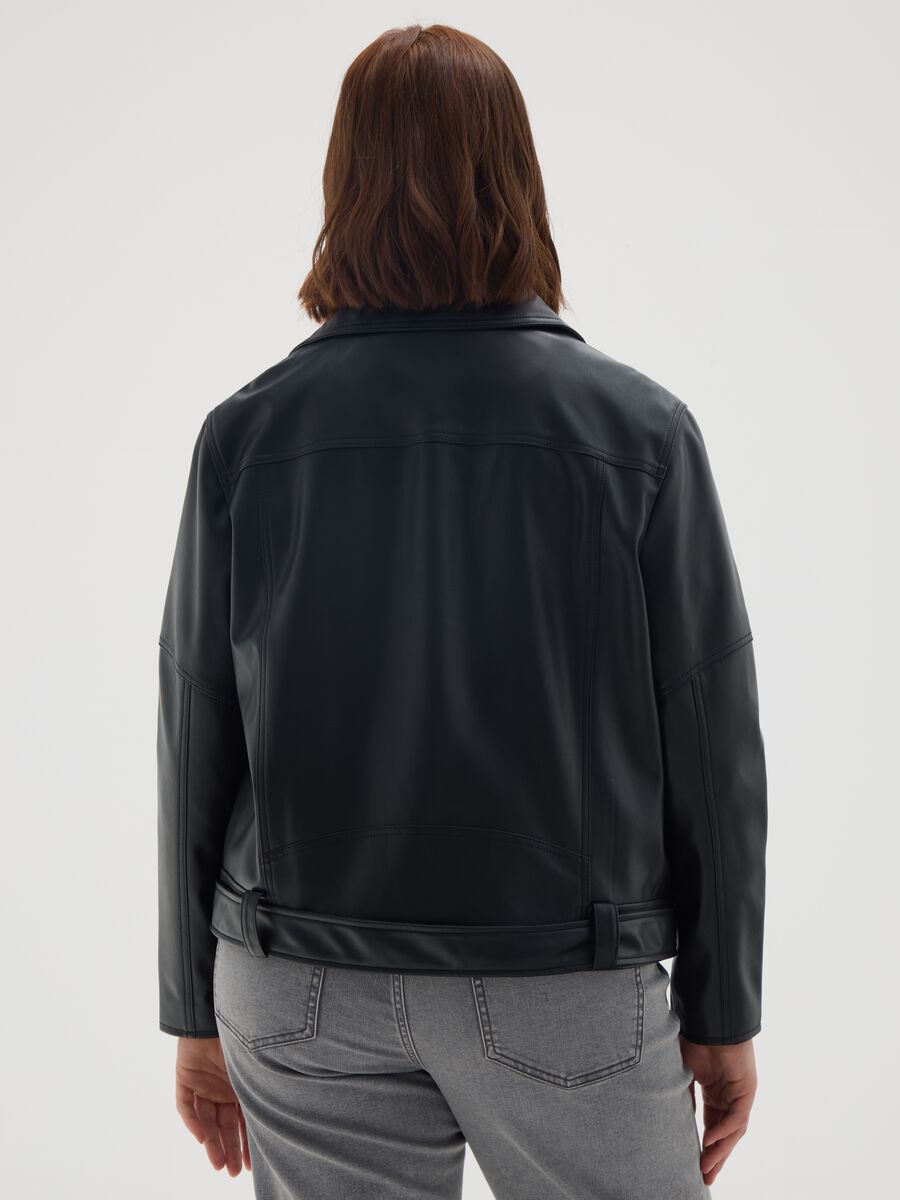 Black vegan leather jacket regular fit_3